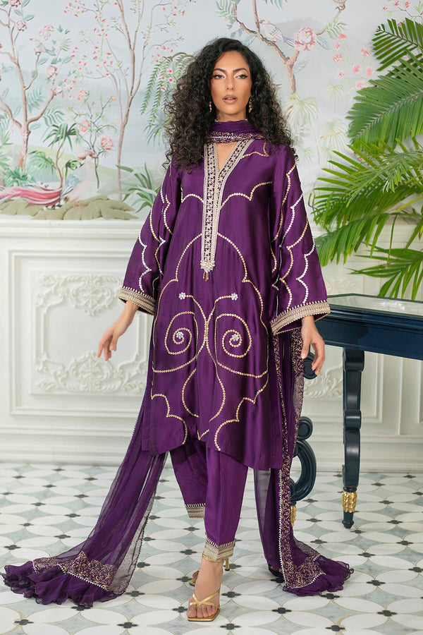 Izali Aubergine - Shirt, Pants And Dupatta