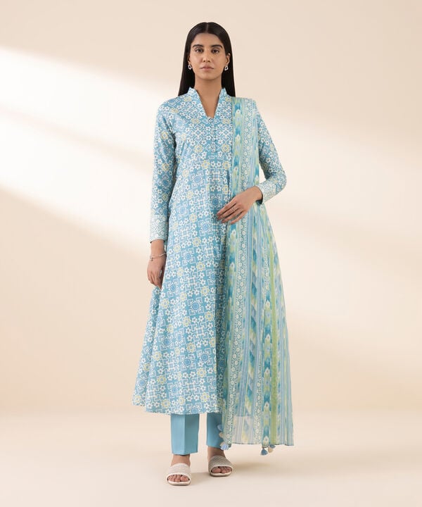 3 Piece - Printed Lawn Suit - 00U3PDD25V55