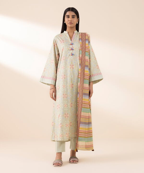 3 Piece - Printed Lawn Suit - 00U3PDD25V58