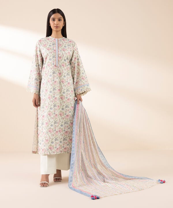 3 Piece - Printed Lawn Suit - 00U3PDD25V59