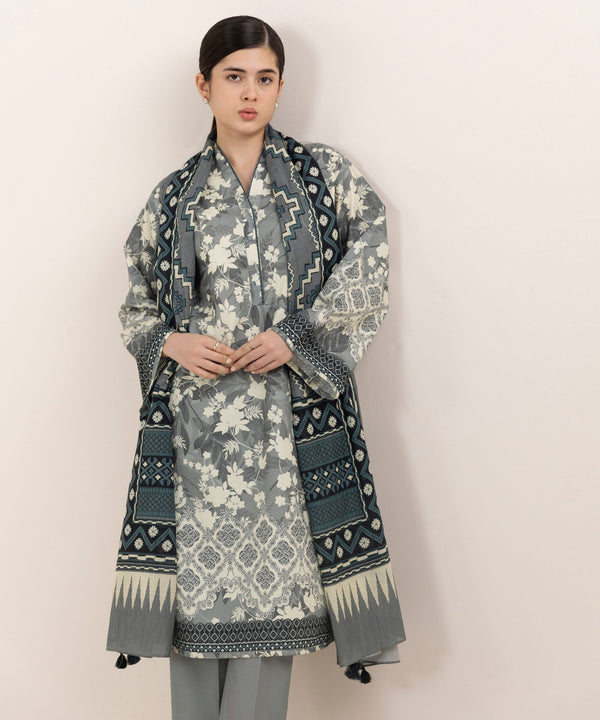 3 Piece - Printed Cotton Suit 00U3PDY25V68