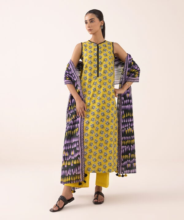 3 PIECE - PRINTED LAWN SUIT - 03PDD25V510B