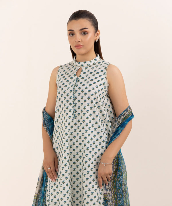 3 Piece - Printed Cotton Suit 03PDY25V619B