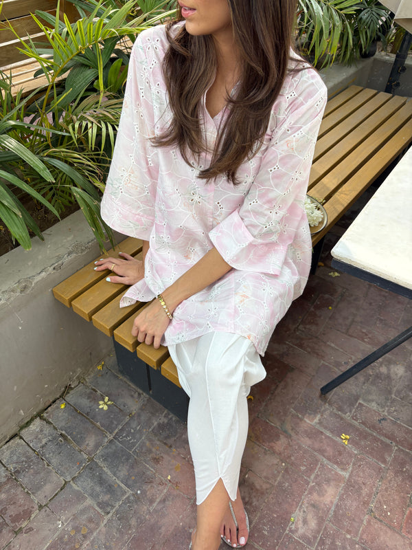 Pink Lawn Toby Tunic with Tulip Shalwar