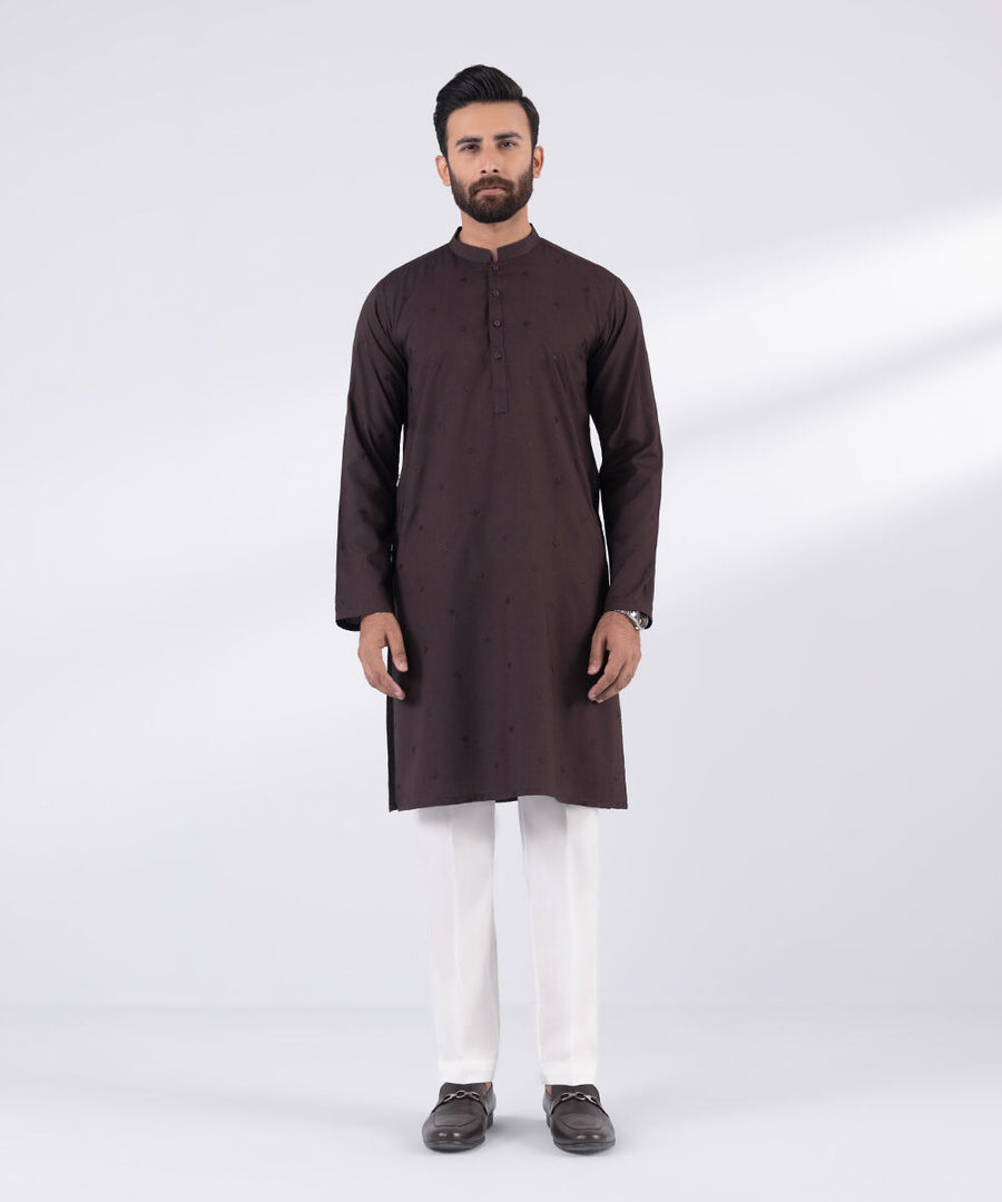 Embroidered Dobby Kurta - Regular Fit (0MSTEKR25V51_RGL)