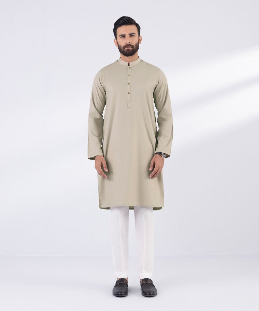 Blended Jacquard Kurta - Regular Fit (0MSTKR25V519_RGL)