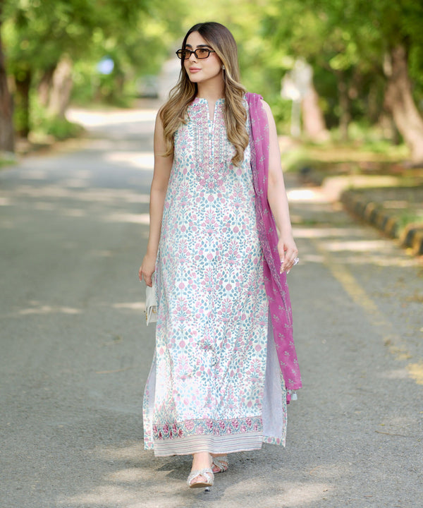 3 Piece - Embroidered Cotton Suit 0PEDY25V622B