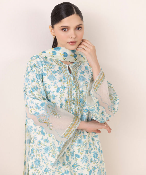 3 Piece - Embroidered Cotton Suit 0PEDY25V632B