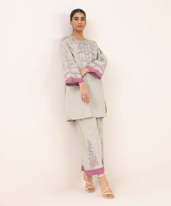 2 Piece - Embroidered Cotton Suit 0U2TEST25V63