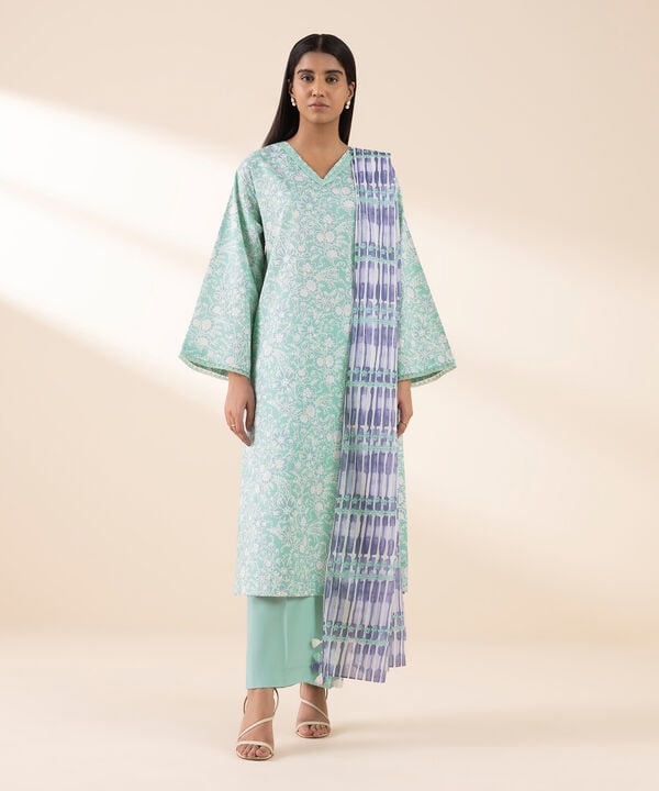 3 Piece - Printed Lawn Suit - 0U3PDD25V512
