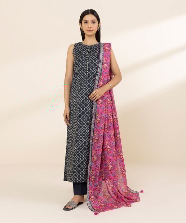 3 Piece - Printed Lawn Suit - 0U3PDD25V514
