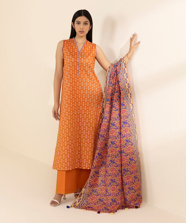 3 Piece - Printed Lawn Suit - 0U3PDD25V516