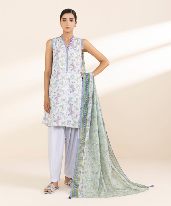 3 Piece - Printed Lawn Suit - 0U3PDY25V411