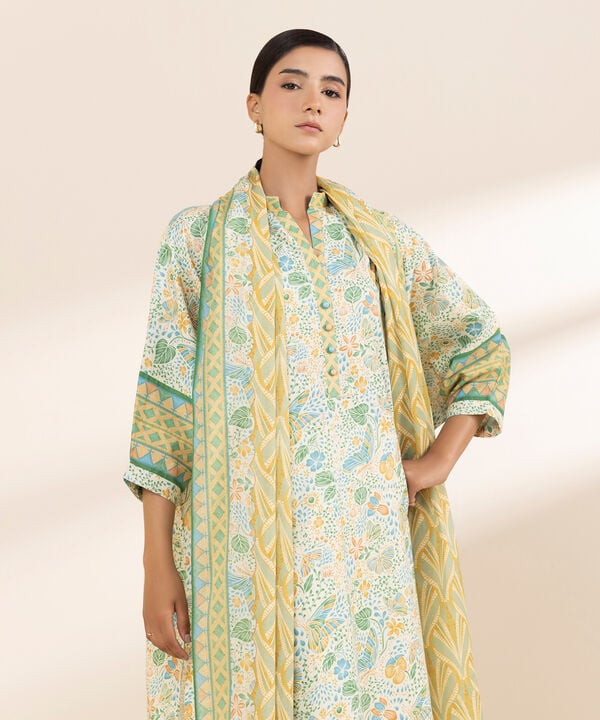 3 Piece - Printed Lawn Suit - 0U3PDY25V414