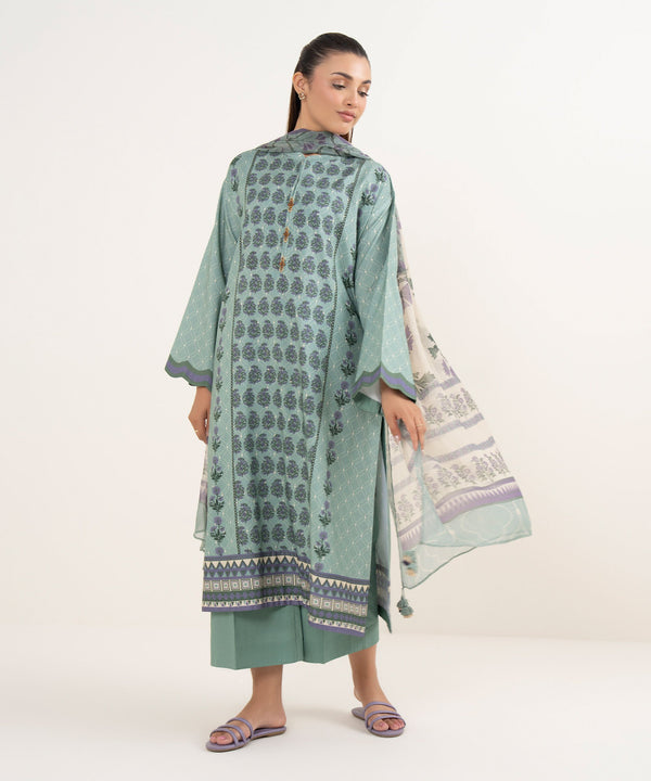 3 Piece - Printed Cotton Suit 0U3PDY25V551