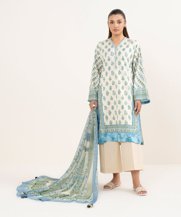 3 Piece - Printed Cotton Suit 0U3PDY25V555