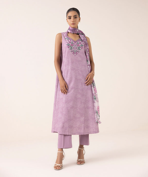 3 Piece - Embroidered Cotton Suit 0U3PEDY25V61
