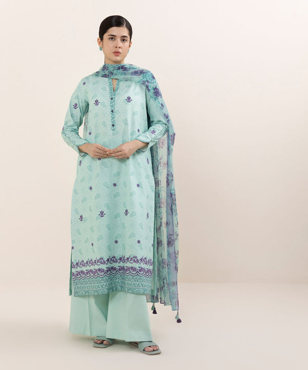 3 Piece - Embroidered Cotton Suit 0U3PEDY25V63