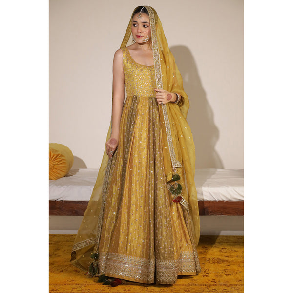 Chatta Patti Mustard Anarkali