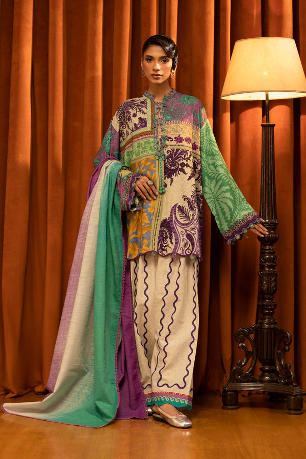 Unstitched Linen Muzlin 3 Piece Suit