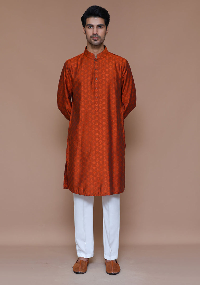 Jamawar Rust Classic Fit Kurta (FG-3011)