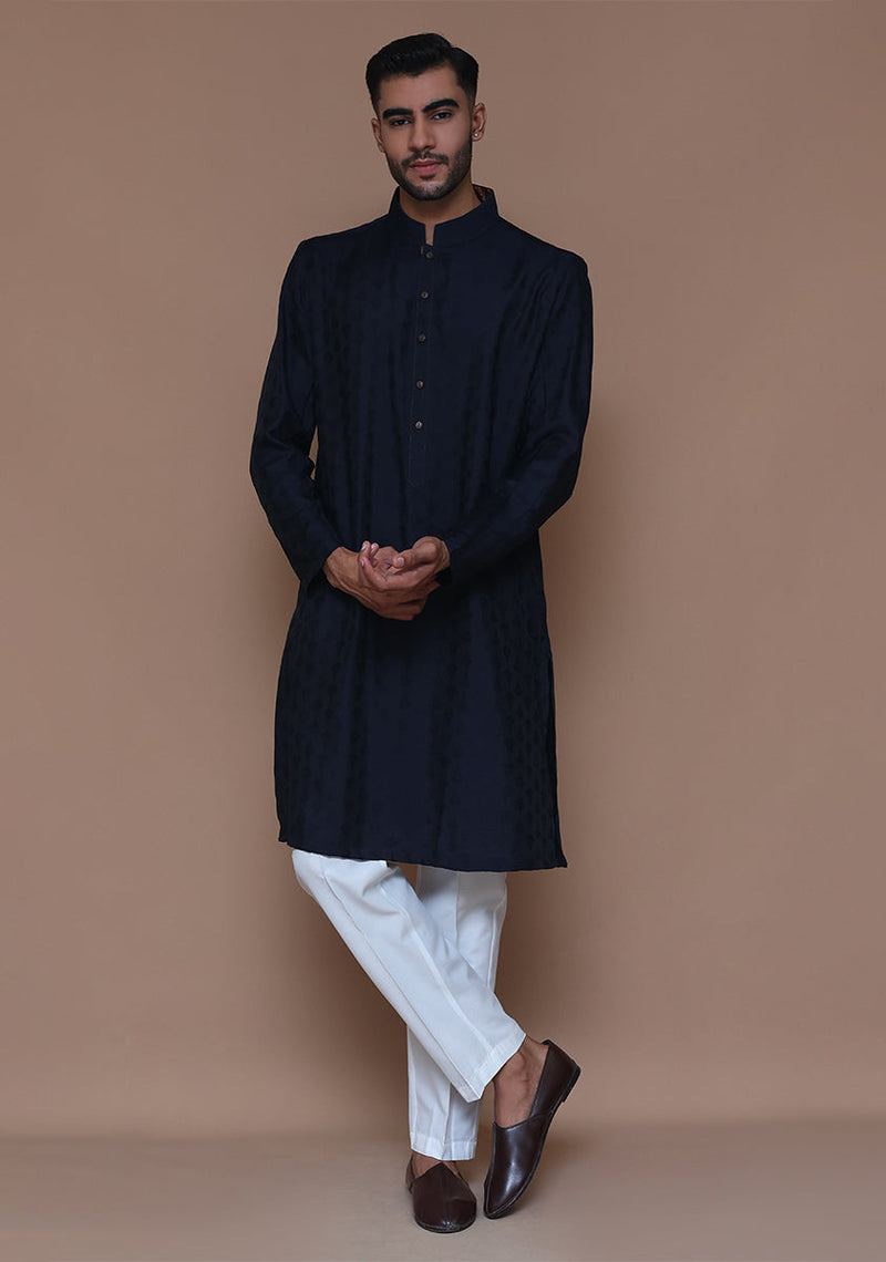 Jamawar Navy Blazer Classic Fit Kurta (FG-3011)