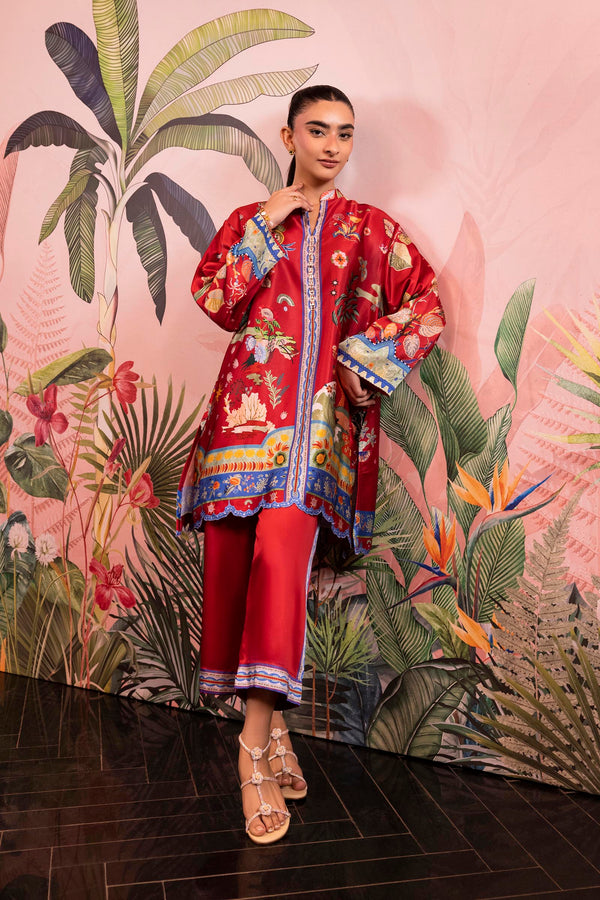 Stitched Printed Satin Shirt Culotte Fw25Stp947P2T