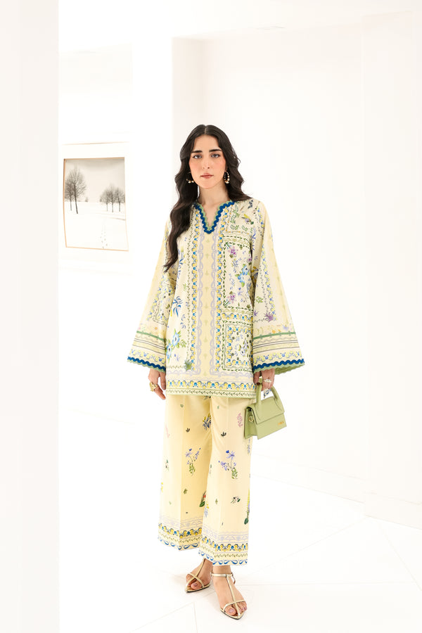 Butter Yellow Luxury Printed 2Pcs Set (Npa2-25311)