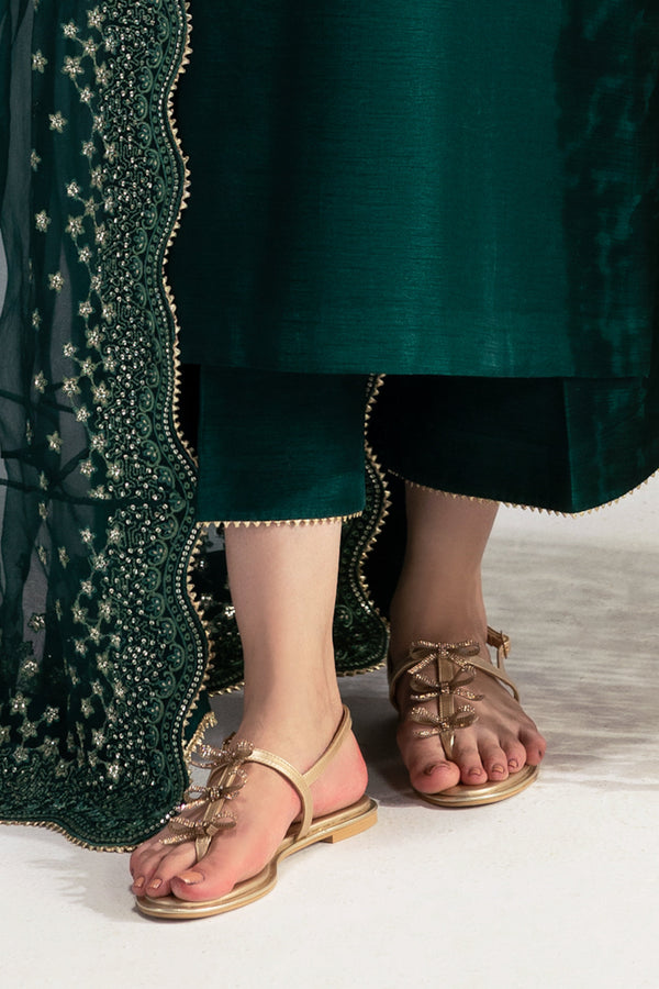 CAOVILLA GOLDEN FLAT SANDALS (ZBN-25003)