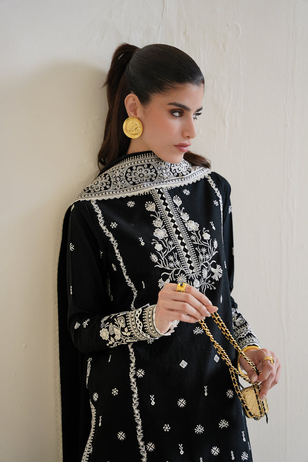 BLACK LUXURY EMBROIDERED 3PCS SET NPA3-25428