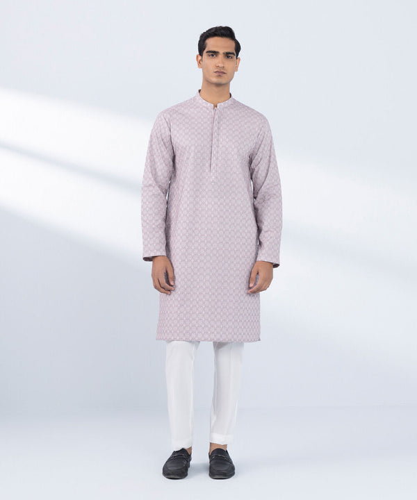 Schiffli Embroidered Cotton Kurta - Regular Fit (MSTEKR25V513_RGL)