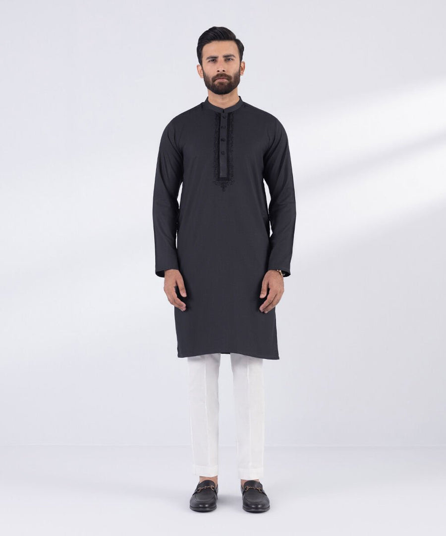 Embroidered Jacquard Kurta - Regular Fit (MSTEKR25V518_RGL)
