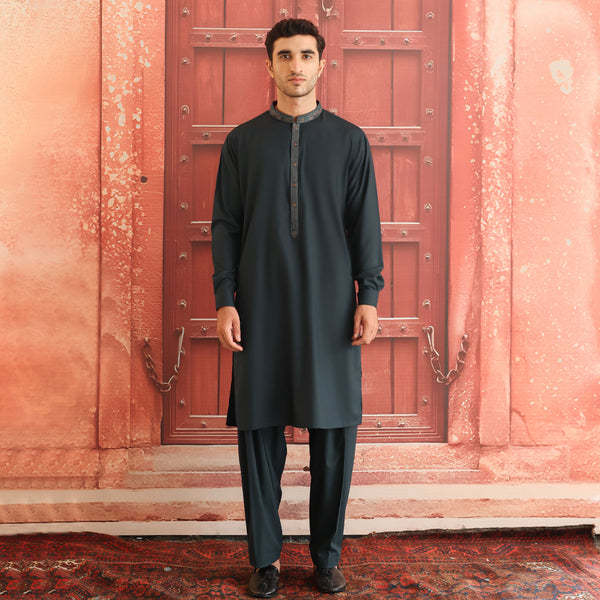Poly Viscose Green Gables Classic Fit Embroidered Suit (FG-3202)