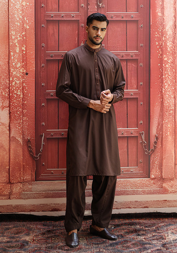 Poly Viscose Java Classic Fit Embroidered Suit (FG-3036)