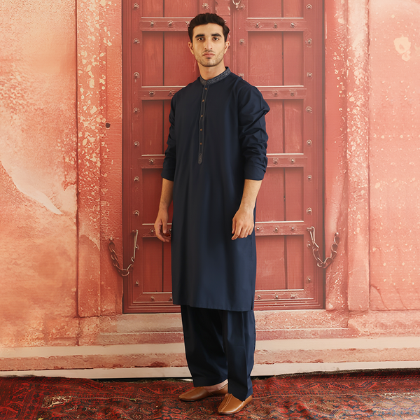 Poly Viscose Moonlit Ocean Classic Fit Embroidered Suit (FG-3169)