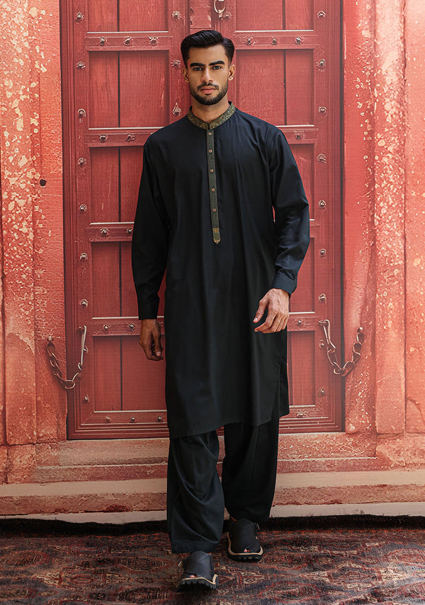Poly Viscose Scarab Classic Fit Embroidered Suit (FG-3171)