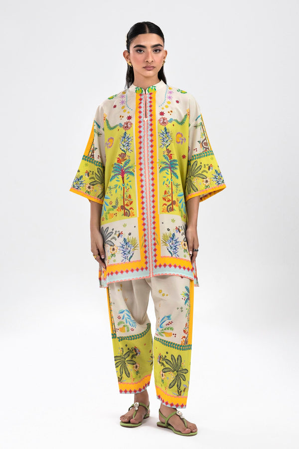 Stitched Printed Cambric Shirt + Skinny Shalwar(SS25BSP001P2T)