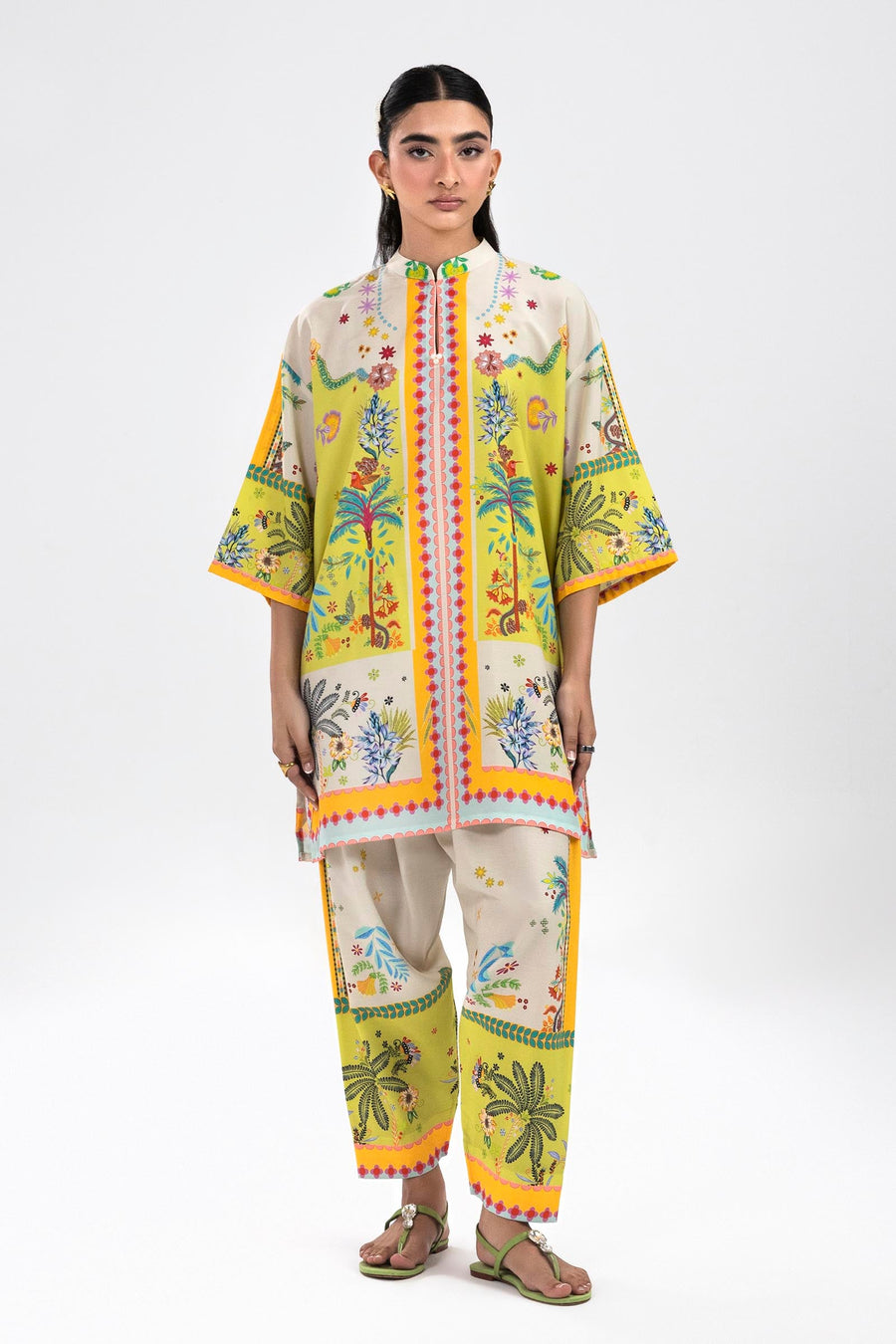 Stitched Printed Cambric Shirt + Skinny Shalwar(SS25BSP001P2T)