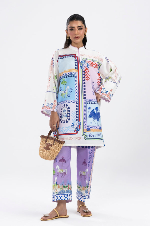 Stitched Printed Cambric Shirt + Culotte (SS25BSP003P2T)