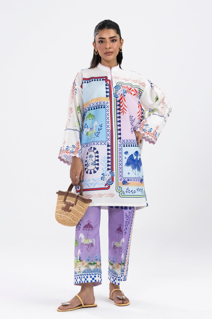 Stitched Printed Cambric Shirt + Culotte (SS25BSP003P2T)