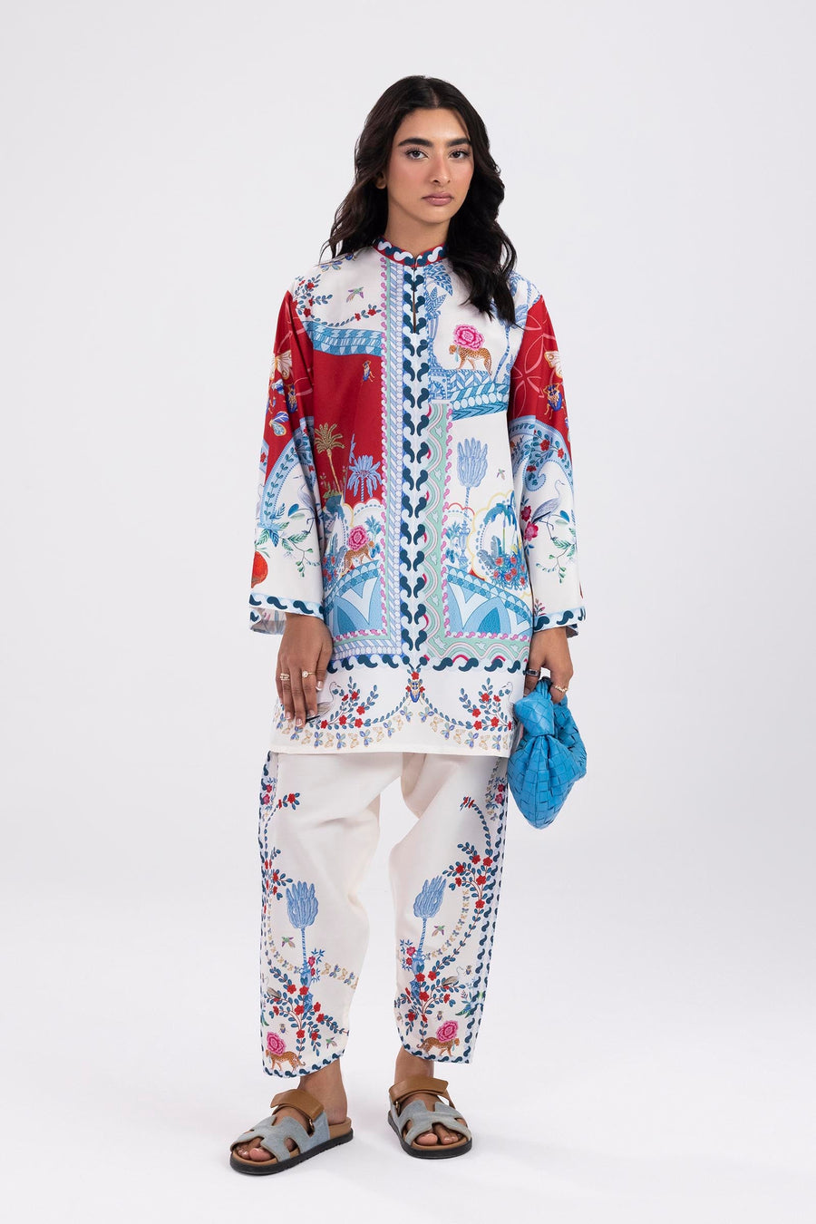 Stitched Printed Cambric Shirt + Skinny Shalwar (SS25BSP004P2T)