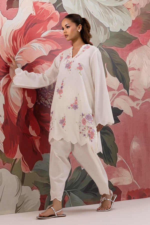 Stitched Cotton Embroidered Shirt + Shalwar Ss25Ese887P2T
