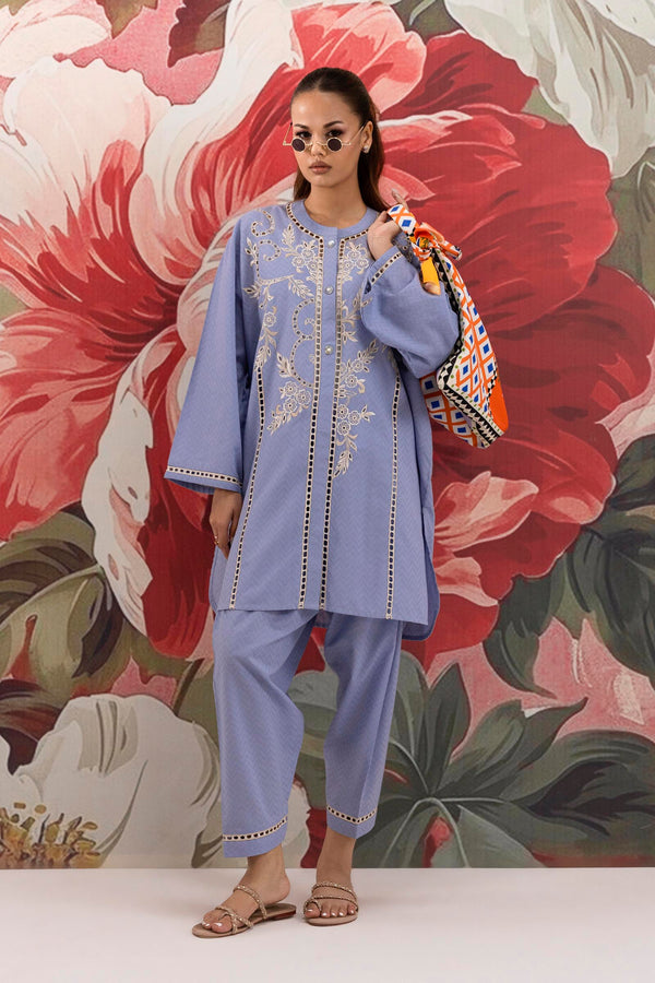 Stitched Jacquard Shirt + Shalwar Ss25Ese889P2T