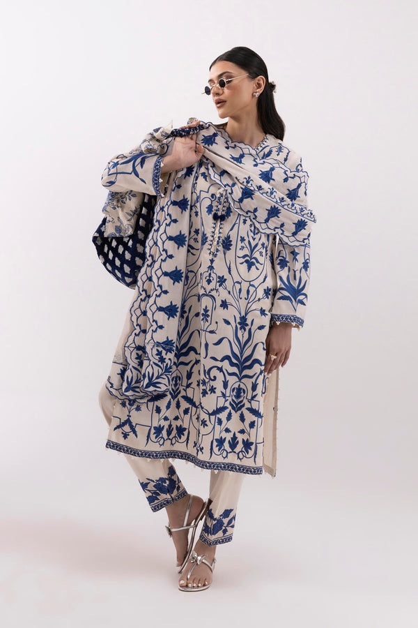 Stitched Embroidered Raw Silk Suit Ss25Sge343P3