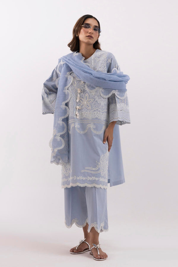 Stitched Bended Lawn Embroidered Shirt + Culotte Ss25Sge439P2T