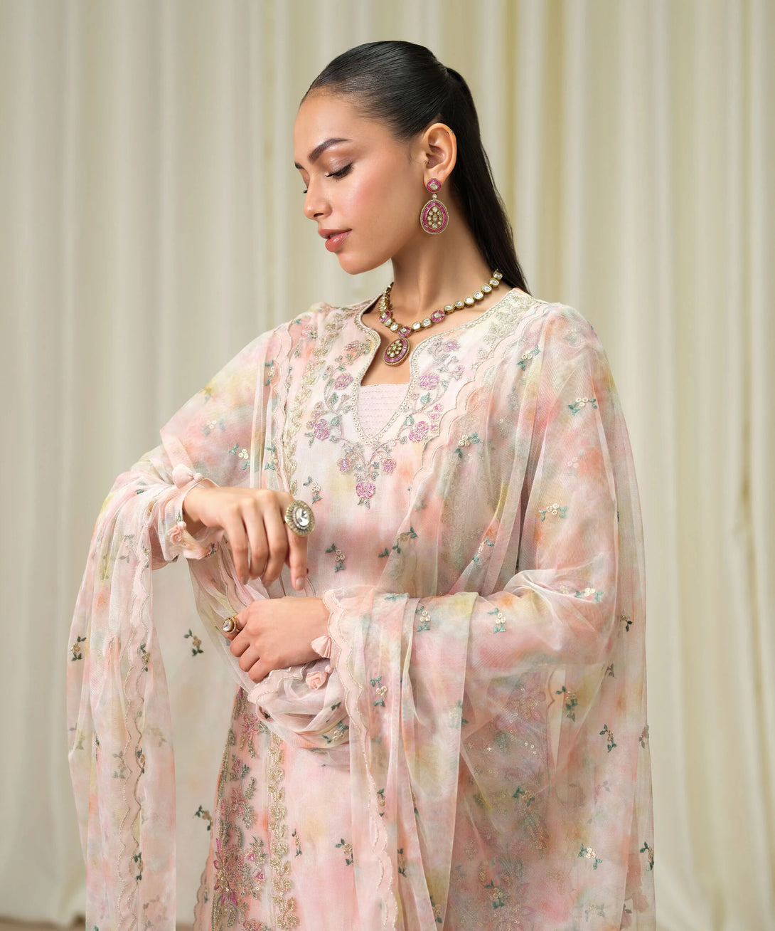 3 Piece - Embroidered Net Suit – Nour