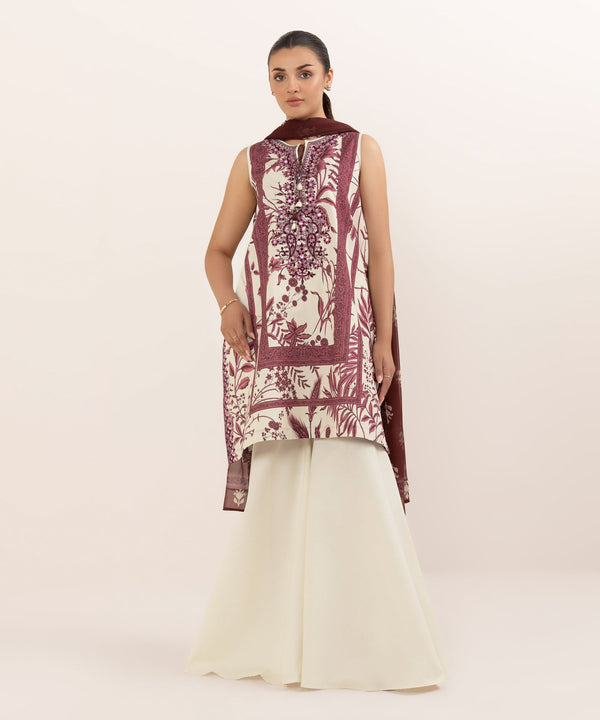 3 Piece - Embroidered Cotton Suit U3PEDY25V611
