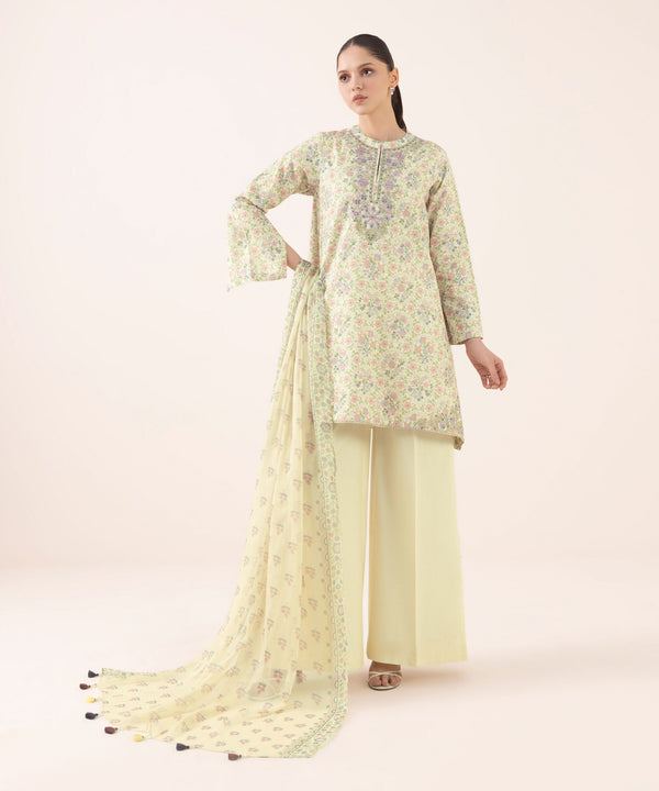 3 Piece - Embroidered Cotton Suit U3PEDY25V617