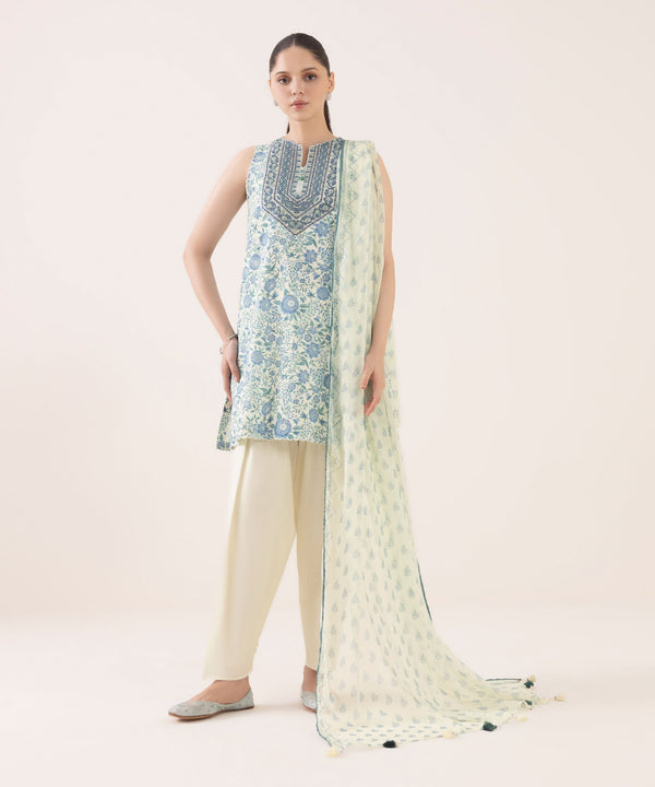 3 Piece - Embroidered Cotton Suit U3PEDY25V619