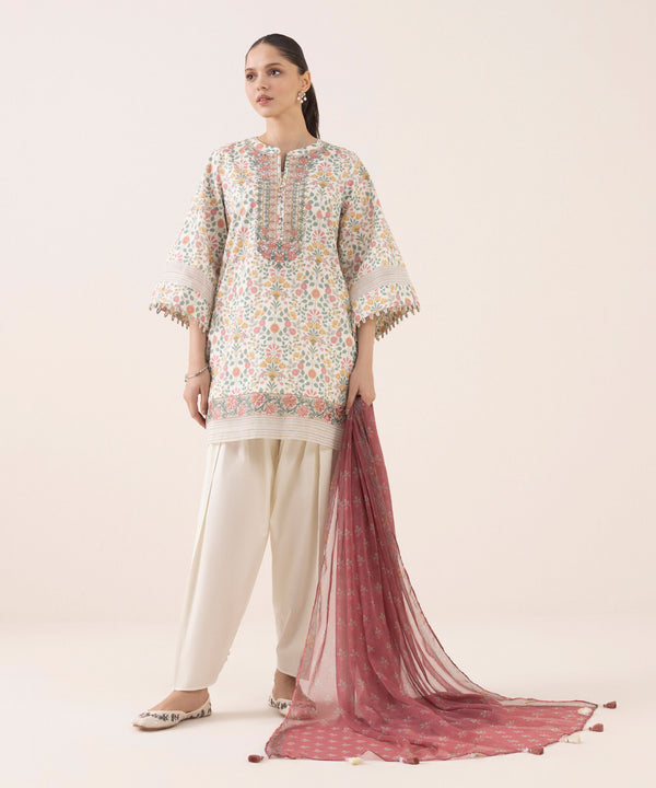 3 Piece - Embroidered Cotton Suit U3PEDY25V622
